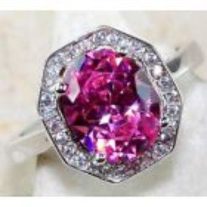 Sparkly 4ct Pink Sapphire Topaz 925 Sterling Ring